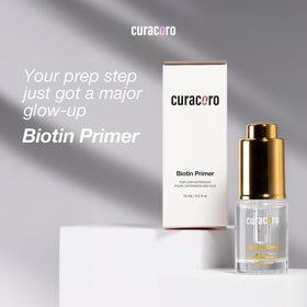 Curacoro label close-up listing features and professional performance benefit