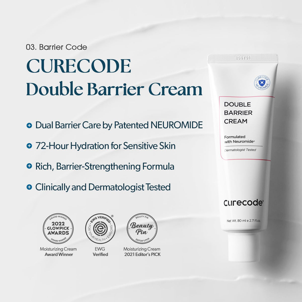 CURECODE close-up of cream texture illustrating lightweight absorbent gel-cream