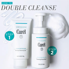 Curel bottle label showing pH-balanced, fragrance-free claims clearly