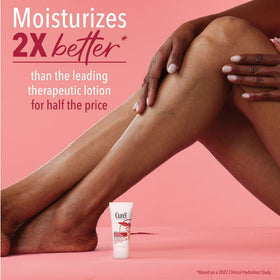 Curel close-up texture of lotion highlighting ceramide-rich formula and smooth spread