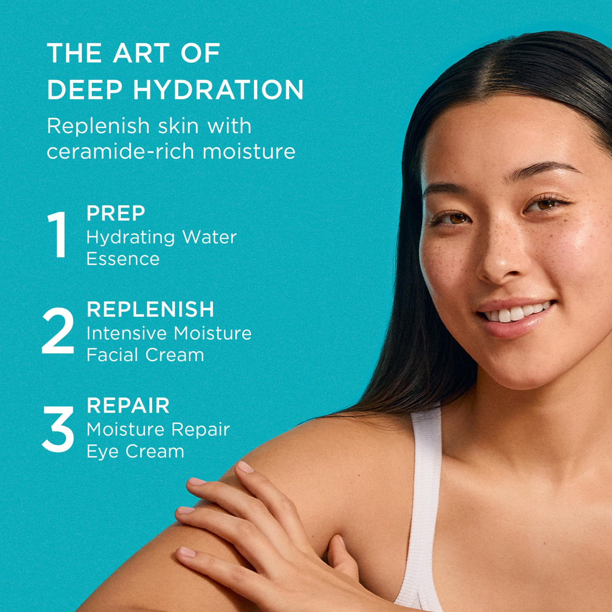 Curel applying cream to neck and jawline demonstrating targeted moisturizing