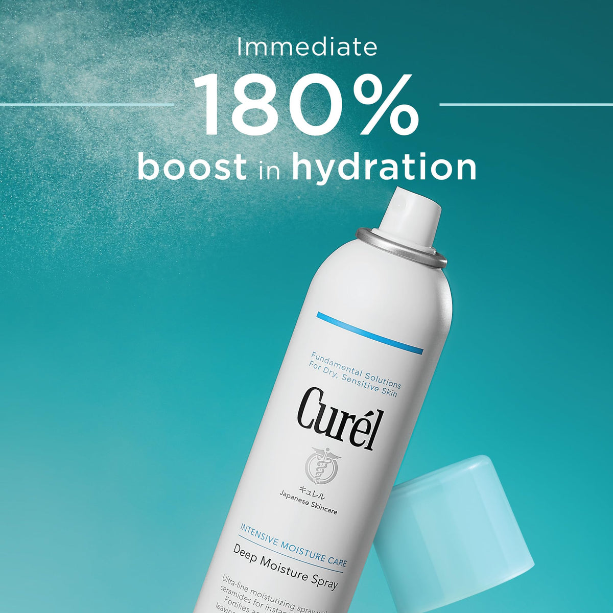 Applying Curel spray on arm to relieve dry skin fast
