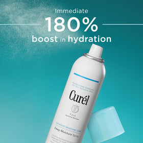 Applying Curel spray on arm to relieve dry skin fast