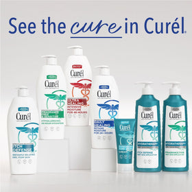 Curel before and after on elbow demonstrating reduced dryness benefit