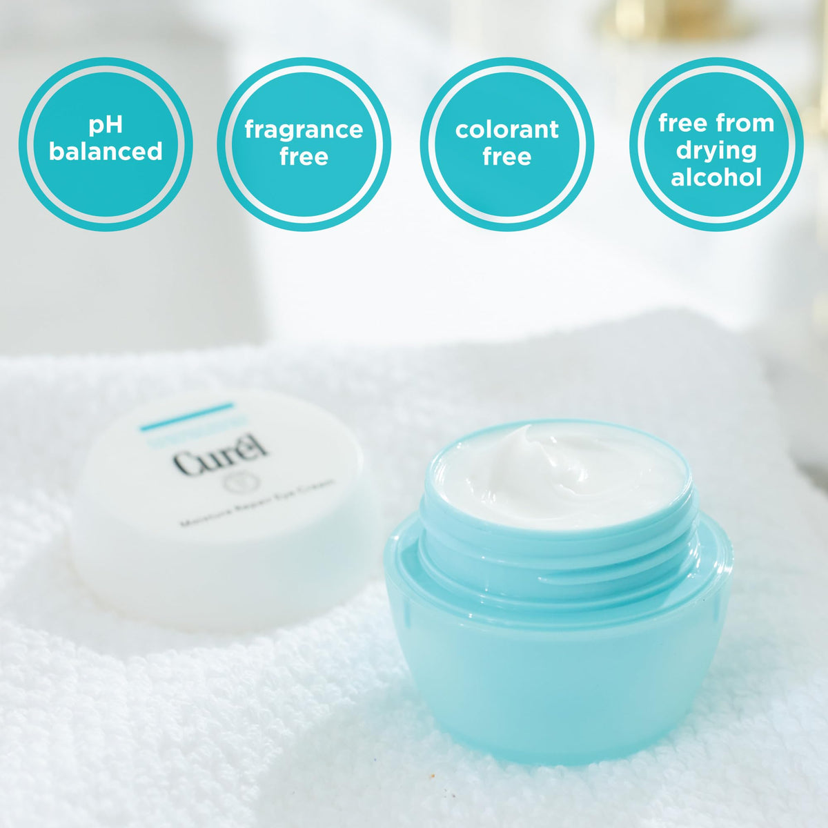 Curel cream texture close-up highlighting creamy finish for deep hydration