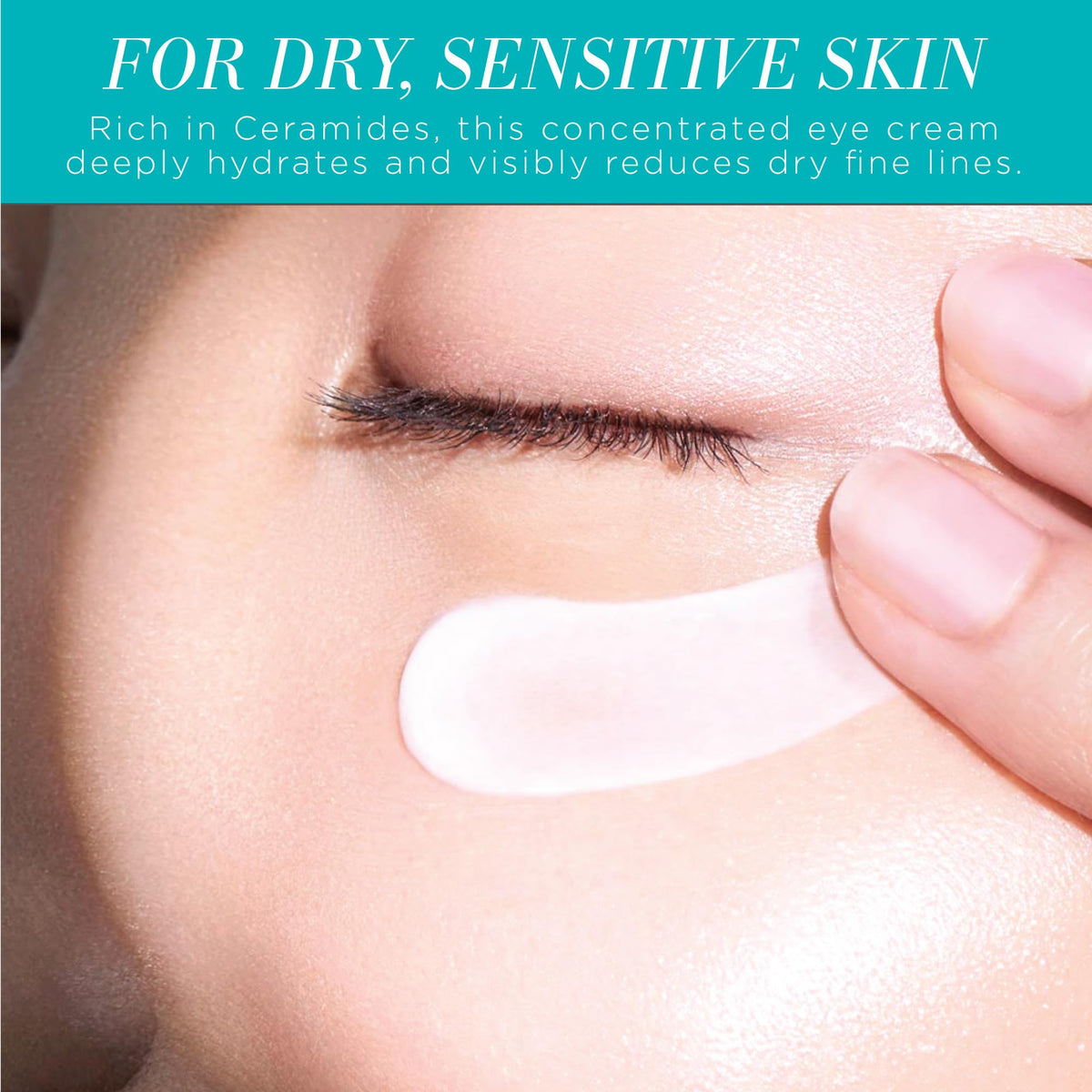 Curel eye cream being applied from tube to fingertip for targeted moisture