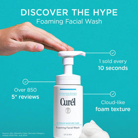 Curel foam texture close-up showing airy lather for soft skin