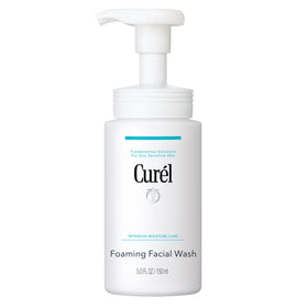 Curel foaming face wash front packaging showing product and benefit of gentle cleansing
