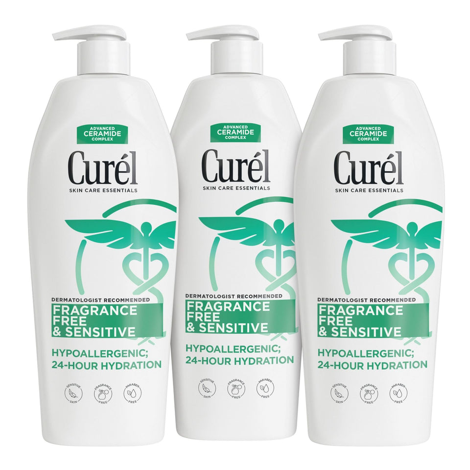 Curel front packaging showing full 13 oz bottle and benefits