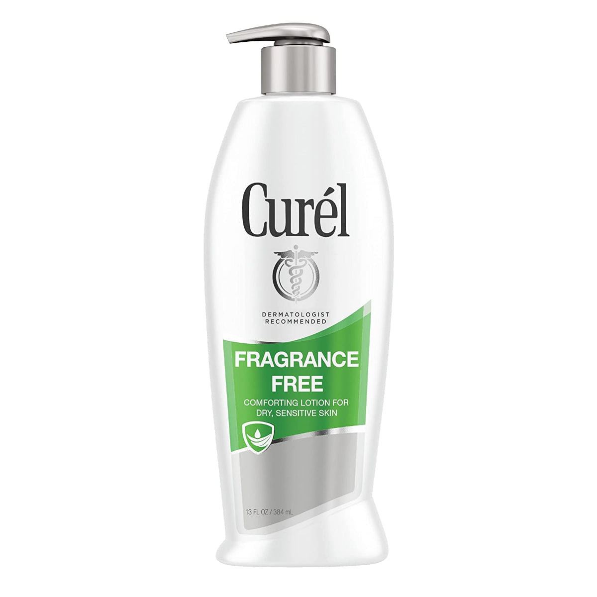 Curel front packaging 13 oz bottle showing brand and unscented benefit