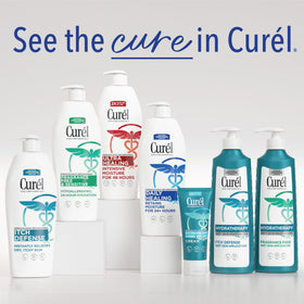 Curel ingredient visual with ceramide and vitamin E emphasizing barrier repair benefit