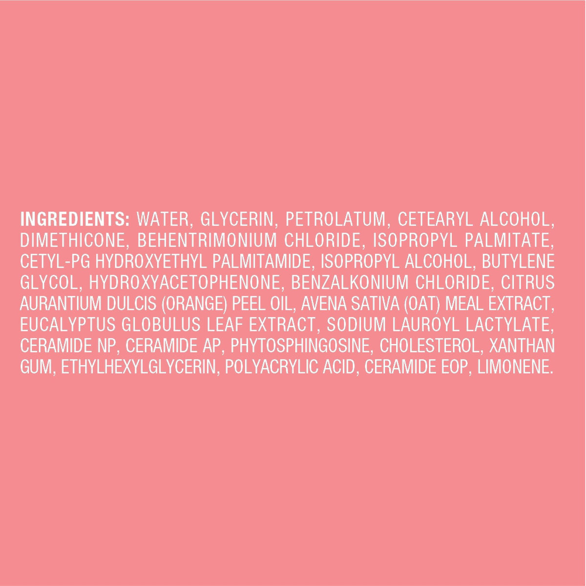 Curel ingredients list close-up emphasizing ceramide support for moisture barrier