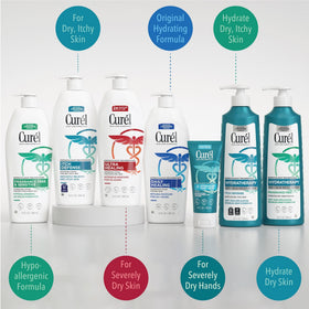 Curel label close-up listing fragrance-free and paraben-free claims for reassurance