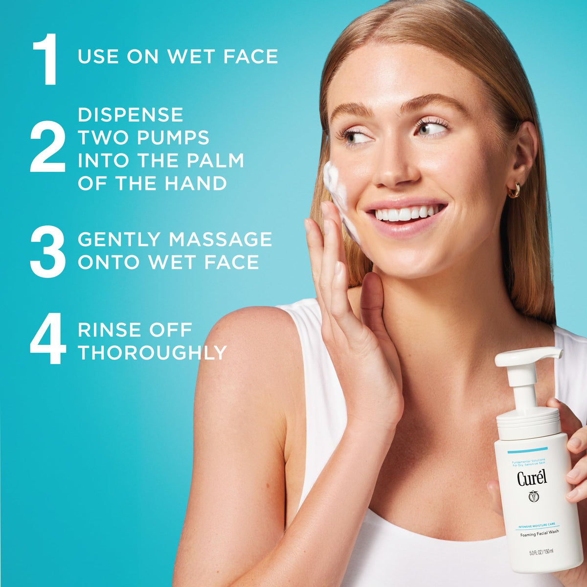 Curel moist skin after wash showing clean, hydrated complexion ready for moisturizer