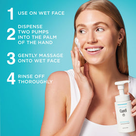 Curel moist skin after wash showing clean, hydrated complexion ready for moisturizer