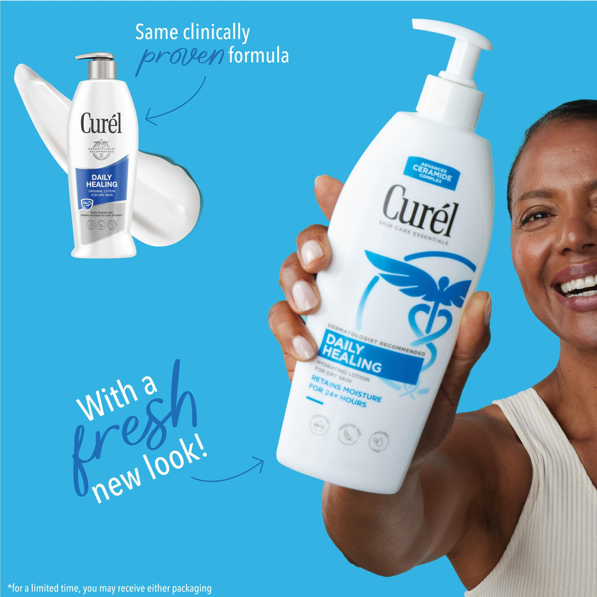 Curel pump dispenser close-up for easy, controlled application
