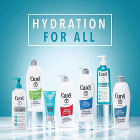Curel size comparison hand scale showing 13 oz portability