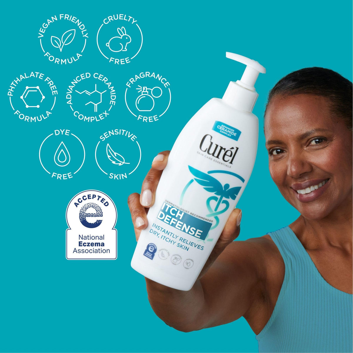 Curel lotion texture close-up demonstrating fast-absorbing hydration
