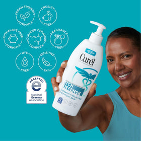 Curel lotion texture close-up demonstrating fast-absorbing hydration