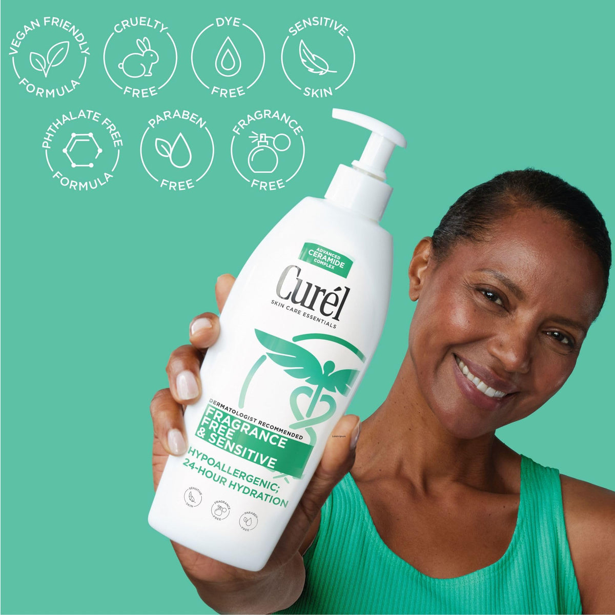 Curel lotion texture on hand demonstrating quick absorption benefit