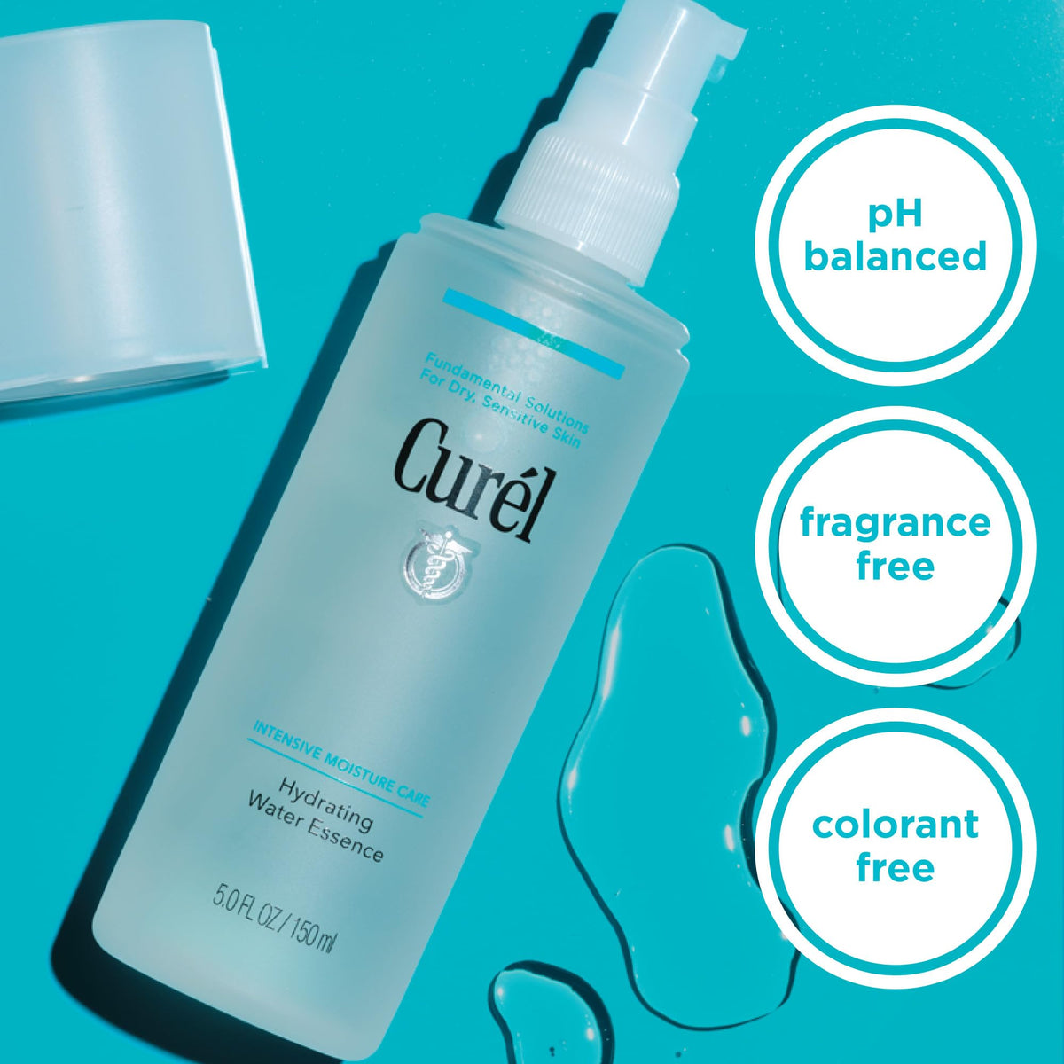 Curel water gel texture on hand illustrating lightweight, non-greasy feel