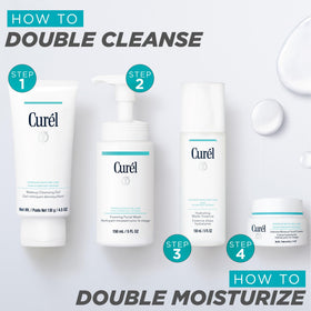 Curel travel kit next to passport for easy carry-on convenience