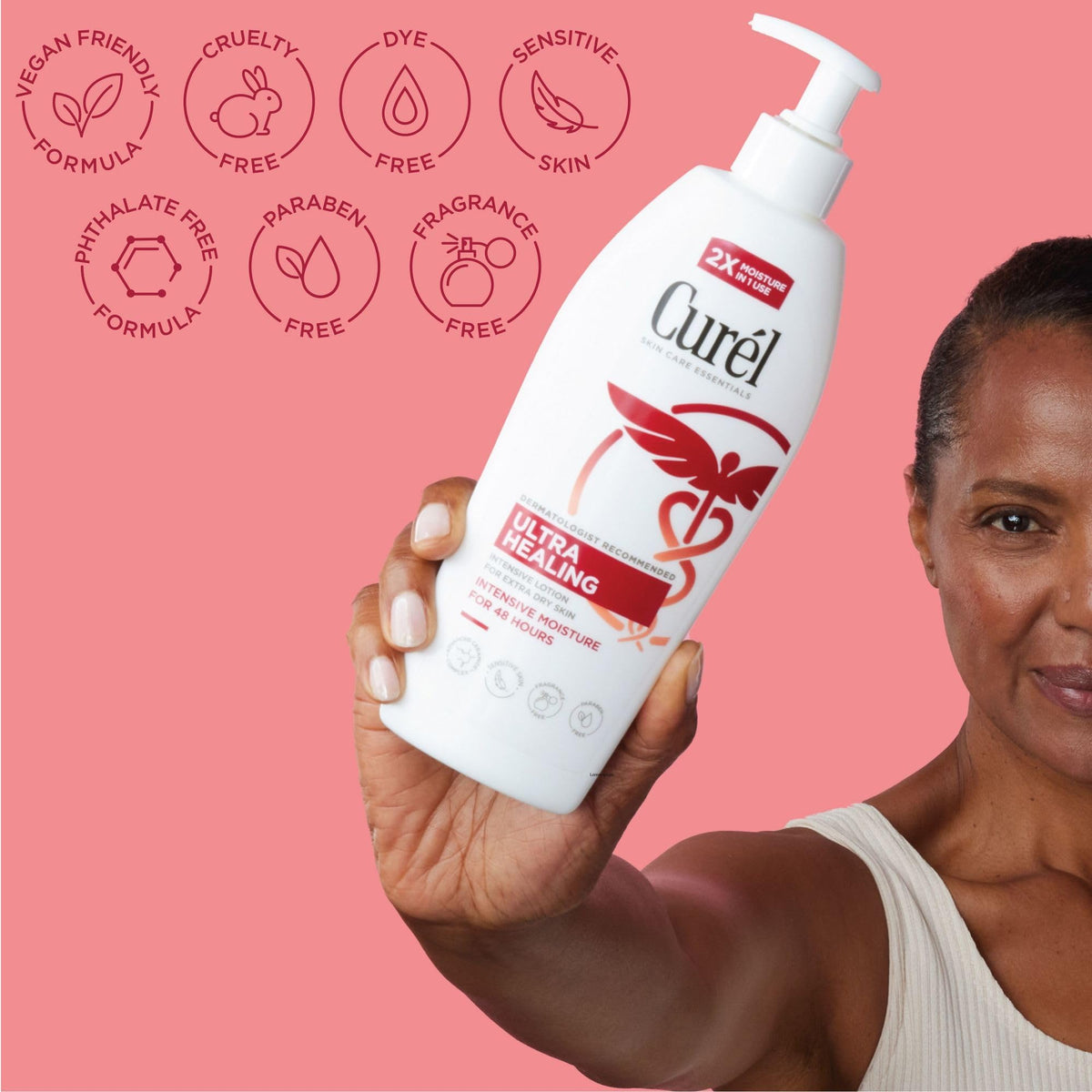 Curel tube cap and nozzle detail for controlled, mess-free use