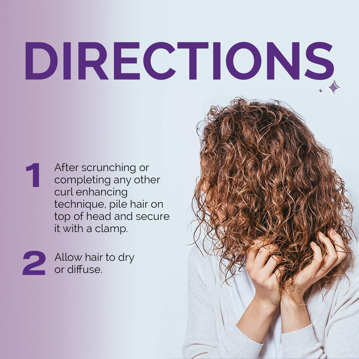 Curl Keeper clips in dry styled hair creating visible root lift and volume