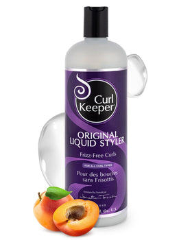 Curl Keeper front packaging showing label and 33.8 oz size benefit