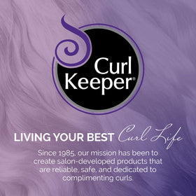 Curl Keeper on bathroom shelf with styling tools for daily routine benefit