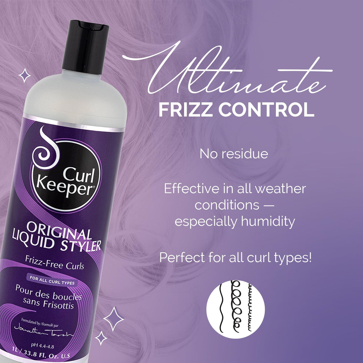Curl Keeper pump dispenser close-up for easy, controlled product dispensing