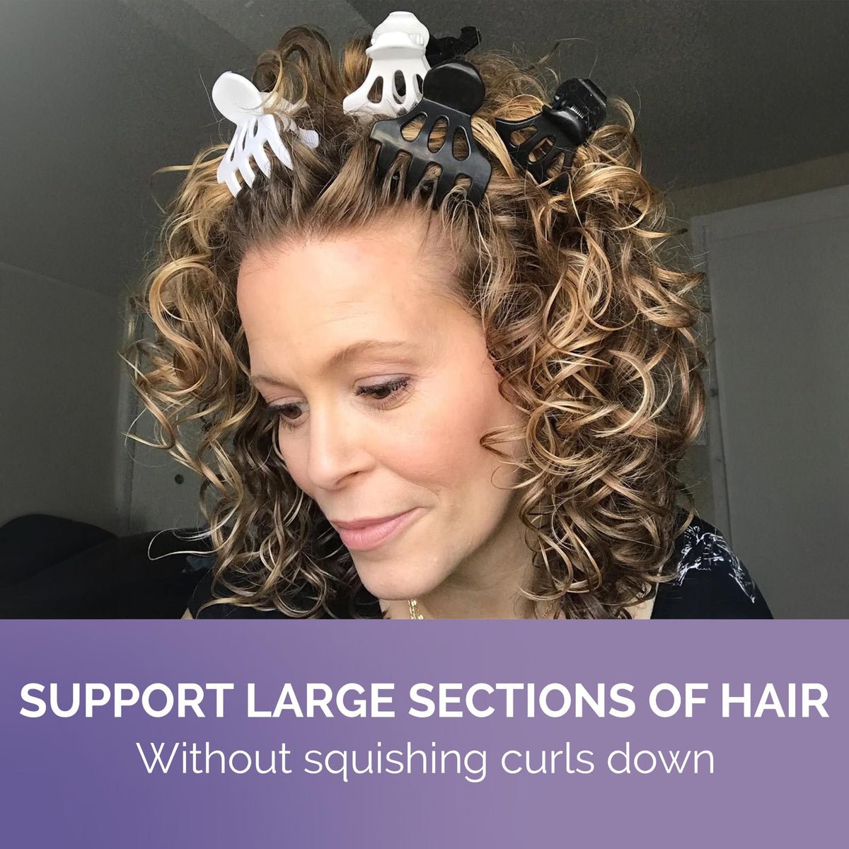 Curl Keeper size comparison in hand to show scale and easy portability