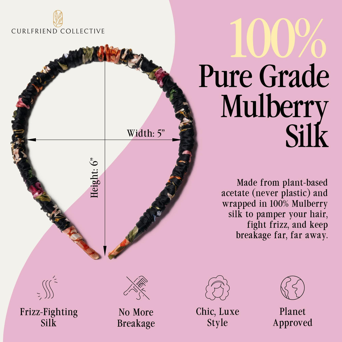 Curlfriend Collective detail of contoured acetate core, comfort curve reduces pressure