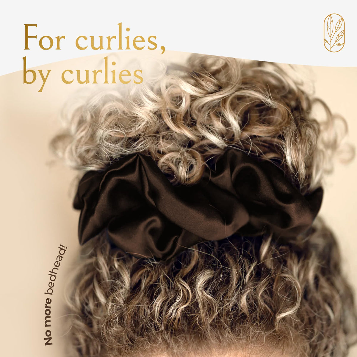 Curlfriend Collective scrunchie on pillow for nighttime use showing gentle sleep protection