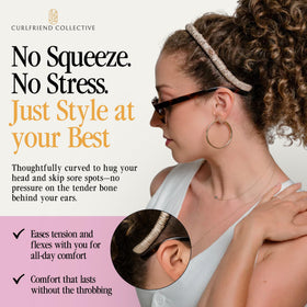 Curlfriend Collective worn in curly hair styling benefit secures curls without flattening