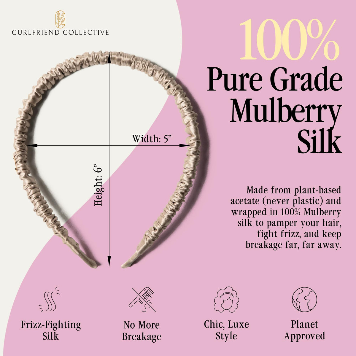 Curlfriend Collective close-up of Mulberry silk texture benefit smooth surface protects curls