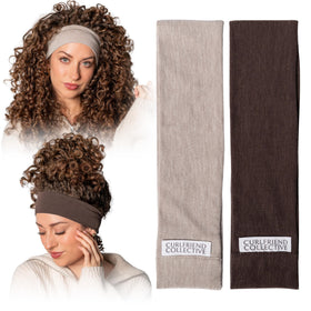 Curlfriend Collective headband front view in Oat Espresso showing neutral style and fit