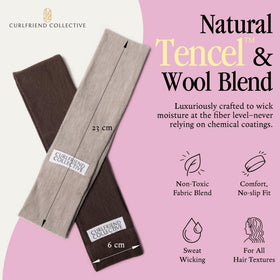 Curlfriend Collective headband worn during yoga offering sweat control and secure hold
