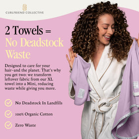 Curlfriend Collective label and material tag highlighting organic cotton and gentle care benefit