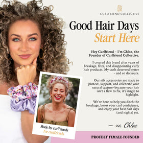 Curlfriend Collective styled in bathroom setting showing easy daily routine and comfort benefit