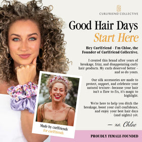 Curlfriend Collective lifestyle image at evening event, polished accessory for textured hair