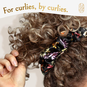 Curlfriend Collective scrunchie worn while sleeping showing reduced tangles