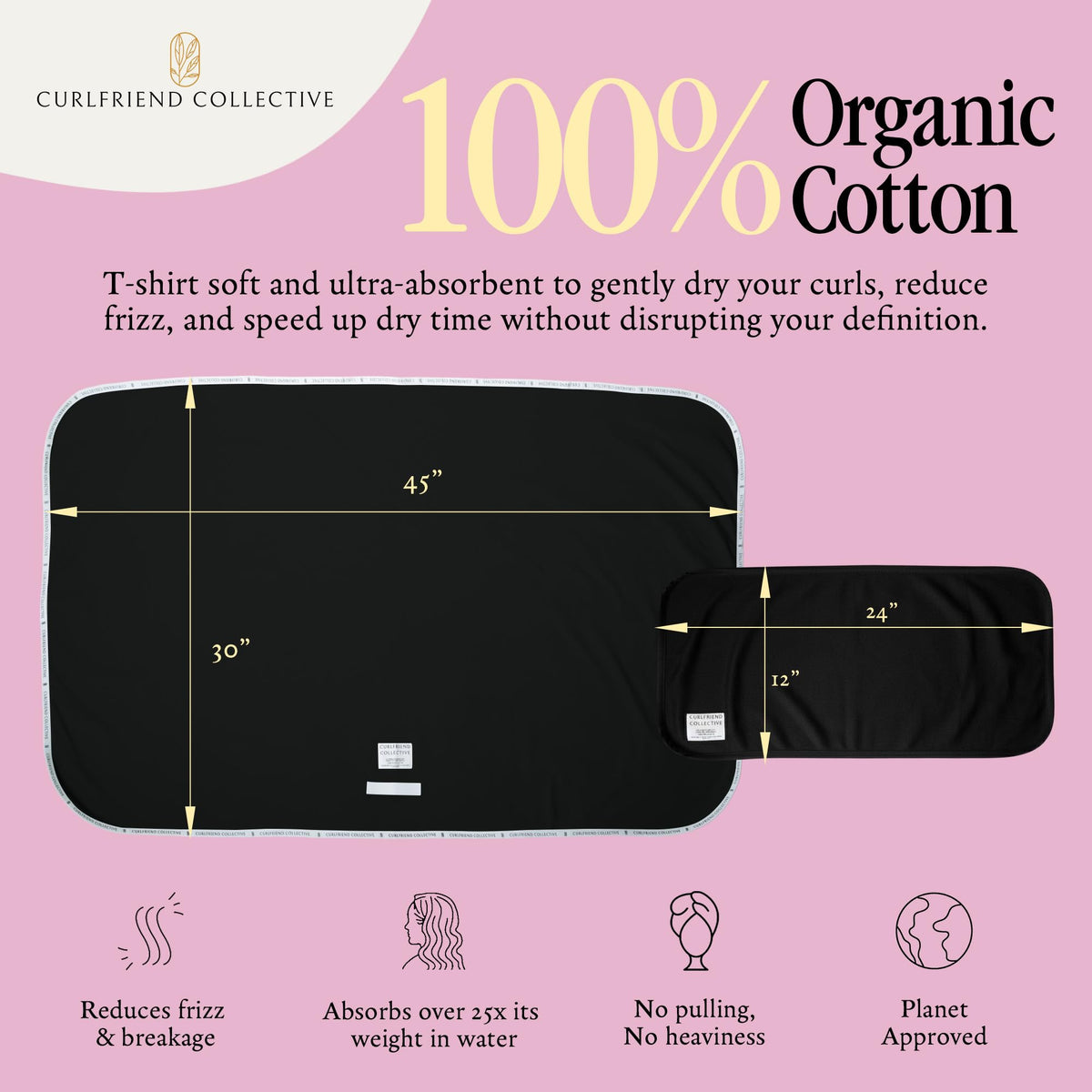 Curlfriend Collective towel cotton texture close-up for gentle friction reduction