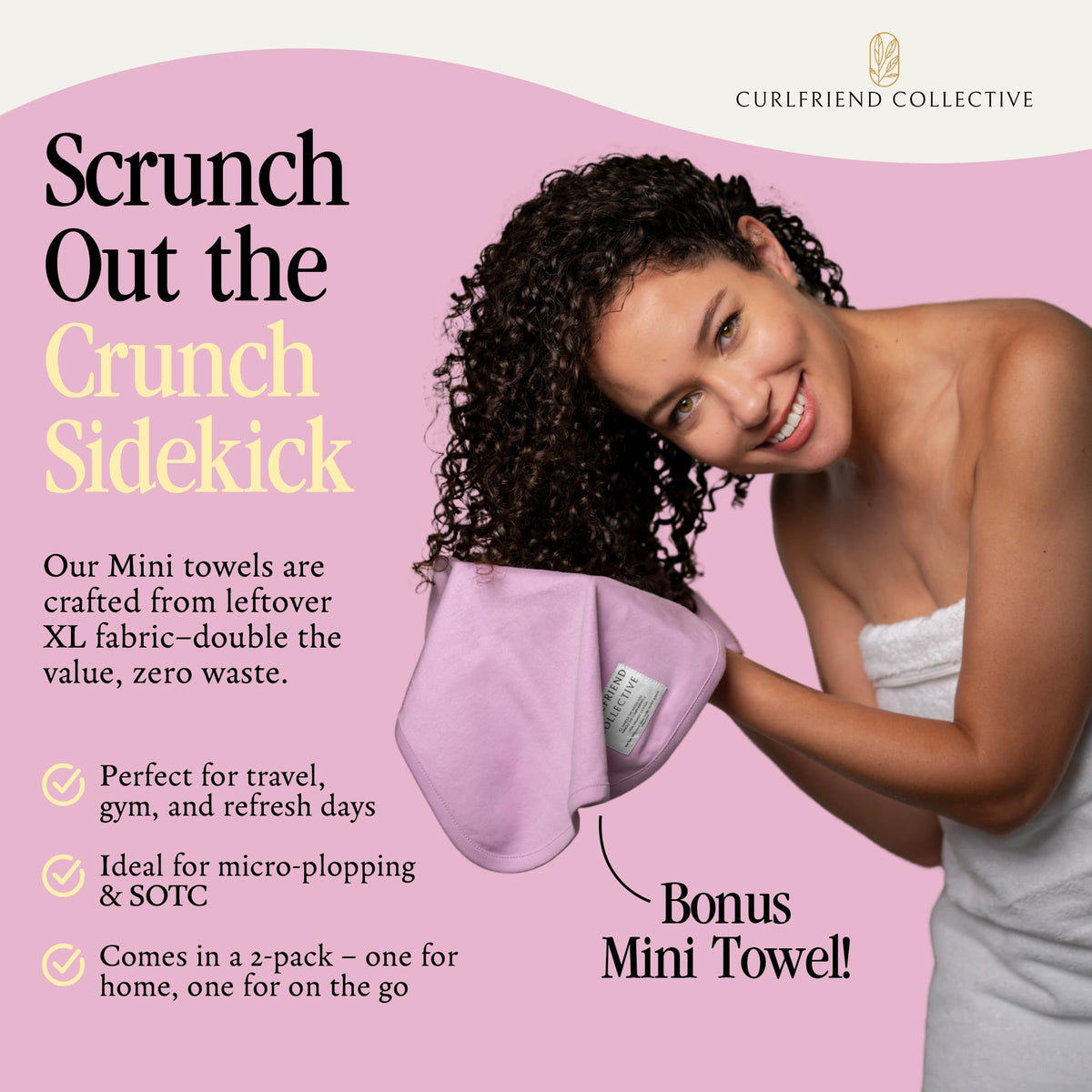 Curlfriend Collective rear view of wrap tucked in place showing no-slip secure hold benefit