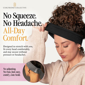 Curlfriend Collective headband in yoga studio showing breathability and comfort