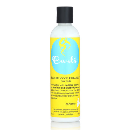 Curls Blueberry Bliss front bottle view showing product and benefits
