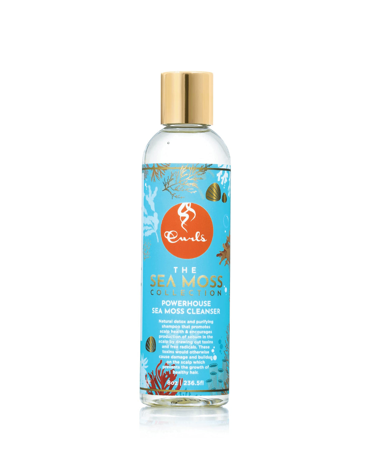 CURLS front packaging of Sea Moss Powerhouse Hair Cleanser showing label and 8oz bottle benefit gentle detox