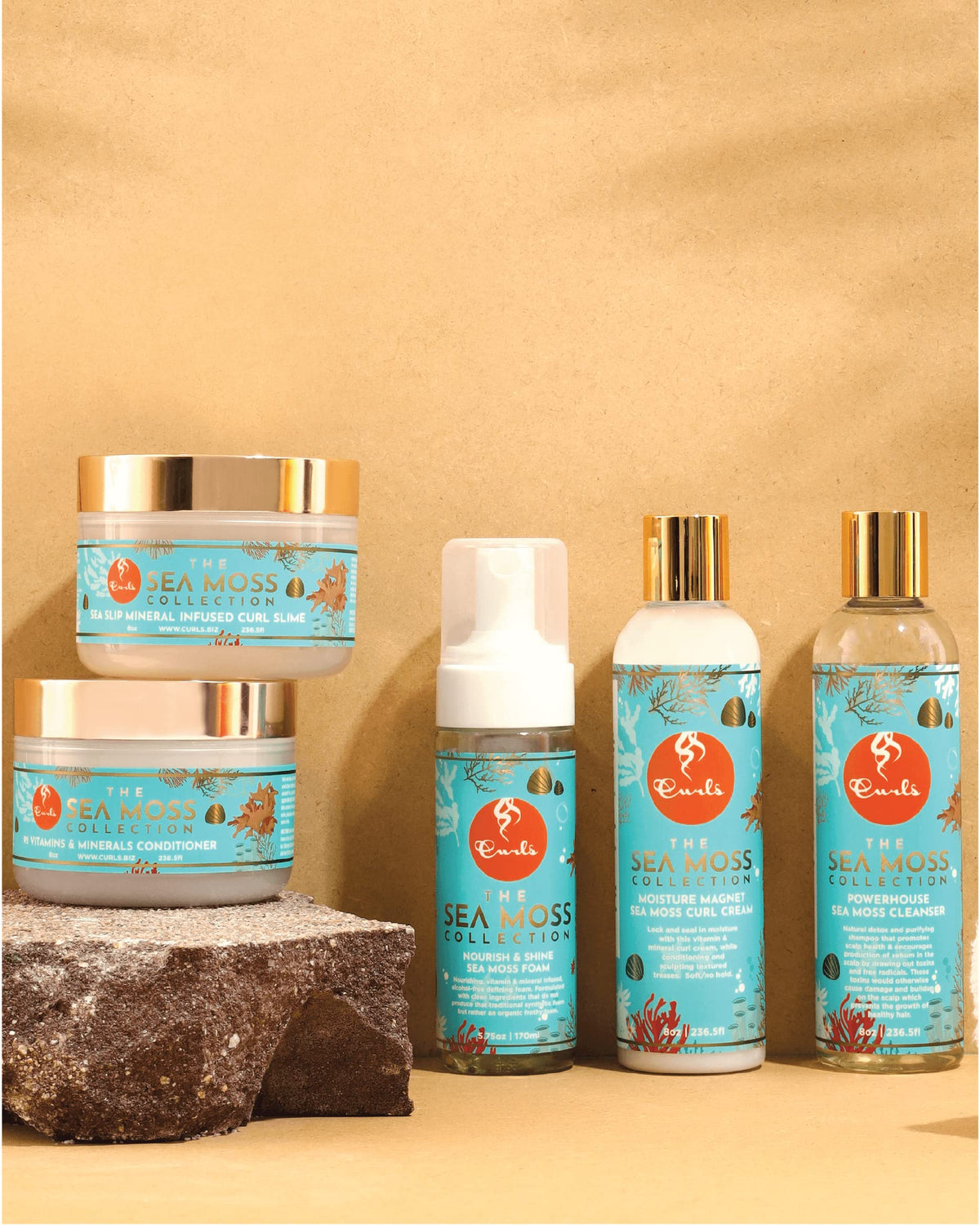 Curls 8oz jar next to ruler showing size and travel-friendly convenience benefit