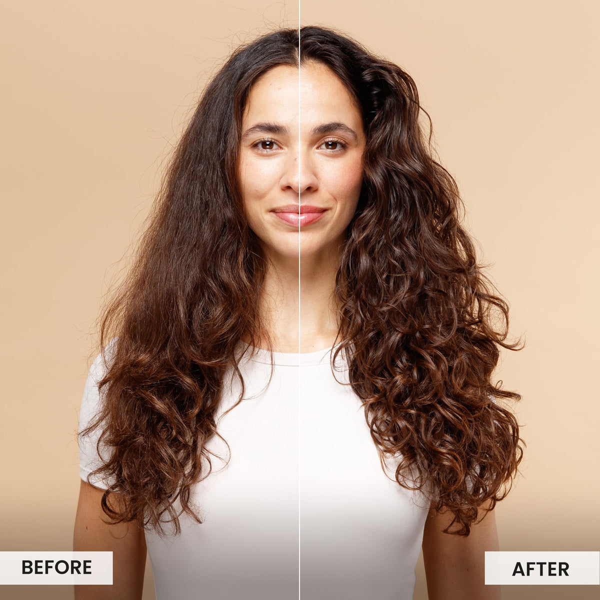 CURLSMITH applying cream to damp curls for defined, touchable results
