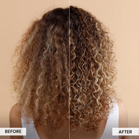 CURLSMITH being applied to damp curls to show distribution and enhanced curl formation